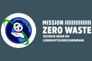 Logo und Schriftzug Mission Zero Waste Zeitreise gegen die Lebensmittelverschwendung © KErn